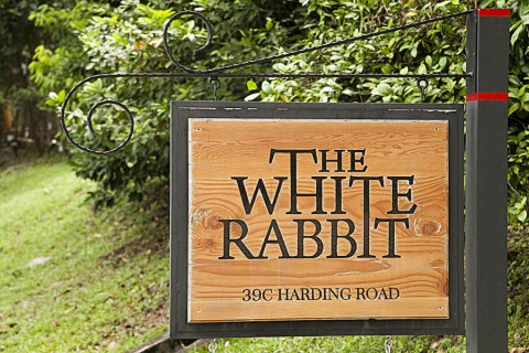 white rabbit signage